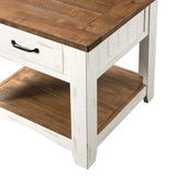 Benzara Dual Tone Wooden End Table With 1 Drawer & 1 Shelf, White and Brown BM178131 White, Brown Pine BM178131