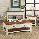 Benzara Dual Tone Wooden End Table With 1 Drawer & 1 Shelf, White and Brown BM178131 White, Brown Pine BM178131