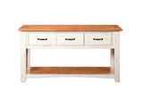 Benzara Dual Tone Wooden Console Table With Three Drawers, White and Brown BM178132 White, Brown Pine BM178132