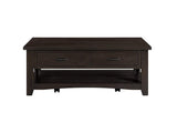 Benzara Wooden Coffee Table With Two Drawers, Espresso Brown BM178135 Brown Pine BM178135