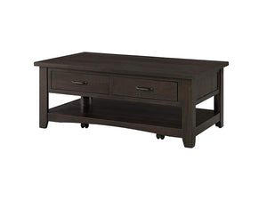 Benzara Wooden Coffee Table With Two Drawers, Espresso Brown BM178135 Brown Pine BM178135