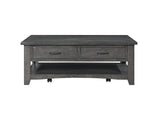 Benzara Wooden Coffee Table With Two Spacious Drawers, Gray BM178138 Gray Pine BM178138