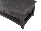 Benzara Wooden Coffee Table With Two Spacious Drawers, Gray BM178138 Gray Pine BM178138