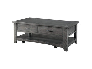 Benzara Wooden Coffee Table With Two Spacious Drawers, Gray BM178138 Gray Pine BM178138