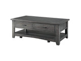 Benzara Wooden Coffee Table With Two Spacious Drawers, Gray BM178138 Gray Pine BM178138