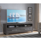 Benzara Wooden TV Stand With 2 Drawers and 3 Shelves, Gray BM179604 Gray Wood BM179604