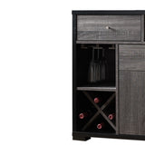 Benzara Dual-Tone Wooden Wine Cabinet, Black & Distressed Gray BM179615 Black And Gray MDF Wood BM179615