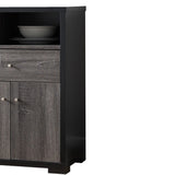 Benzara Dual-Tone Wooden Wine Cabinet, Black & Distressed Gray BM179615 Black And Gray MDF Wood BM179615