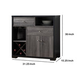 Benzara Dual-Tone Wooden Wine Cabinet, Black & Distressed Gray BM179615 Black And Gray MDF Wood BM179615