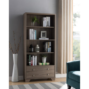 Benzara Wooden Display Cabinet, Dark taupe Brown BM179621 Brown MDF Wood BM179621