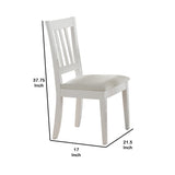 Benzara Wooden Dining Chair With Slatted Back, Set of Two, White BM179668 White MDF Wood, Leather BM179668