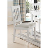 Benzara Wooden Dining Chair With Slatted Back, Set of Two, White BM179668 White MDF Wood, Leather BM179668