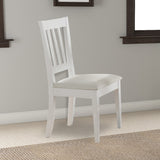 Benzara Wooden Dining Chair With Slatted Back, Set of Two, White BM179668 White MDF Wood, Leather BM179668