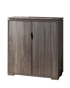 Benzara Wooden Shoe Cabinet With Spacious Storage, Distressed Gray BM179731 Gray Wood BM179731