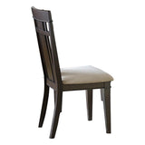 Benzara Wood Veneer Side Chair With Flared Back Legs, Dark Brown, Set of 2 BM179820 Brown Bi-cast Vinyl BM179820