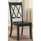 Benzara Pine Veneer Side Chair With Double X-Cross Back, Black, Set of 2 BM179833 Black Pine Veneer BM179833