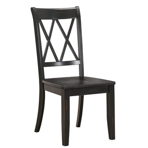 Benzara Pine Veneer Side Chair With Double X-Cross Back, Black, Set of 2 BM179833 Black Pine Veneer BM179833