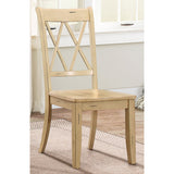 Benzara Pine Veneer Side Chair With Double X-Cross Back, Sand, Set of 2 BM179834 Beige Pine Veneer BM179834