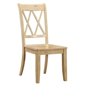 Benzara Pine Veneer Side Chair With Double X-Cross Back, Sand, Set of 2 BM179834 Beige Pine Veneer BM179834