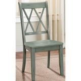 Benzara Pine Veneer Side Chair With Double X-Cross Back, Teal Blue, Set of 2 BM179835 Blue Pine Veneer BM179835