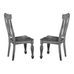 Benzara Wood Side Chair With Urn Backs, Set of 2, Gray BM179841 Gray Wood BM179841