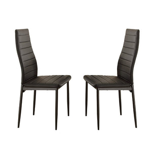 Benzara Bi-Cast Vinyl Side Chairs With Curvy Backs, Set of 2, Black BM179849 Black Bi-Cast Vinyl BM179849