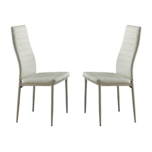 Benzara Bi-Cast Vinyl Side Chairs With Curvy Backs, Set of 2, White BM179850 White Wood BM179850