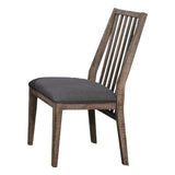 Benzara Wood Veneer Side Chair With Slatted Back, Brown, Set of 2 BM179854 Brown Oak Veneer BM179854