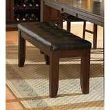 Benzara Wood & Bi-Cast Vinyl 48" Bench With Tufted Seat, Dark Brown BM179873 Brown Wood Bi-Cast Vinyl BM179873