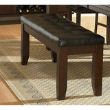 Benzara Wood & Bi-Cast Vinyl 60" Bench With Tufted Seat, Dark Brown BM179874 Brown Wood BM179874