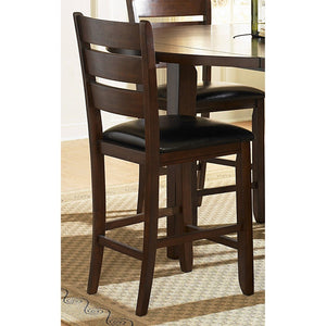 Benzara WoodCounter Height Chairs With Slatted Backs, Set of 2, Dark Brown BM179875 Brown Wood BM179875