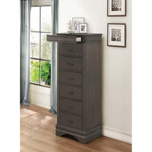 Benzara 6 Drawer Wooden Lingerie Chest With Pull Out Tray, Gray BM179882 Gray Wood BM179882