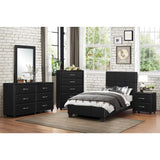 Benzara 6 Drawer Dresser In Wood And PVC, Black BM179895 Black Wood & PU BM179895