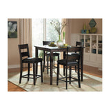 Benzara 5 Piece Wooden CoUnter Height Table Set, Espresso Brown BM179906 Brown Wood BM179906