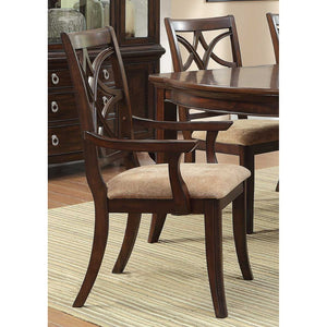 Benzara Solid Wooden Arm Chair With Beige Fabric Seat, Cherry Brown & Beige (Set Of 2) BM179936 Beige & Brown Wood & Fabric BM179936