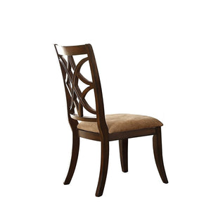 Benzara Solid Wooden Side Chair With Beige Fabric Seat, Cherry Brown & Beige (Set Of 2) BM179937 Beige & Brown Wood BM179937
