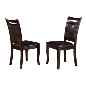 Benzara Leatherette Upholstered Wooden Side Chair, Dark Brown (Set of 2) BM179939 Dark Brown Wood & Fabric BM179939