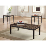 Benzara 3-piece Black Metal And Faux Marble Table Set, Black BM179948 Brown Metal & Marble BM179948