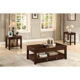 Benzara Solid Wooden End Table With Bottom Shelf & Drawer, Cherry Brown BM179968 Brown Wood BM179968