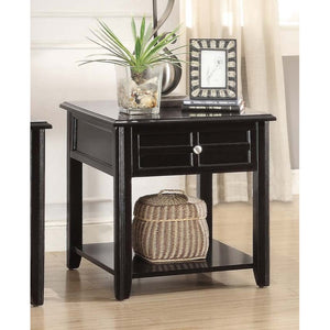 Benzara Solid Wooden End Table With Functional Drawer And Open Bottom Shelf, Espresso Brown BM179971 Brown Wood BM179971