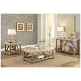 Benzara Wooden End Table With Marble Top And Slated Bottom Shelf, Gold Brown BM180001 Gold Brown Wood & Marble BM180001