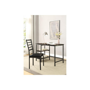 Benzara Metal And PU Study Computer Set With Writing Desk And PU Chair, Black BM180025 Black Wood BM180025