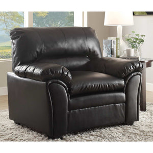 Benzara Bonded Leather Upholstered Chair With Padded Armrests, Black BM180045 Black Leather Wood BM180045