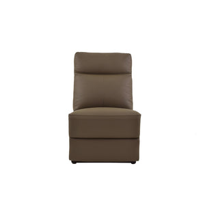 Benzara Armless Chair With Top Grain Leather Upholstery, Brown BM180051 Brown Leather Wood BM180051