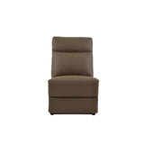 Armless Chair With Top Grain Leather Upholstery, Brown