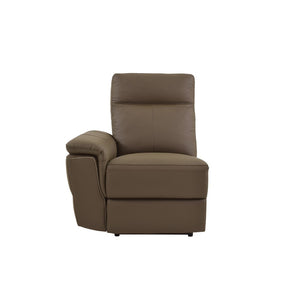 Benzara Leatherette Left Armrest Power Reclining Chair With USB Port, Brown BM180054 Brown Leather wood metal BM180054