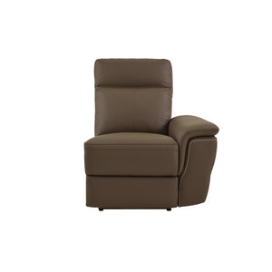 Benzara Leatherette Right Armrest Power Reclining Chair With USB Port, Brown BM180055 Brown Leather wood metal BM180055