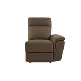 Leatherette Right Armrest Power Reclining Chair With USB Port, Brown