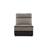 Benzara Dual Tone Armless Power Reclining Chair, Taupe Gray BM180066 Gray Leather Fabric Metal BM180066