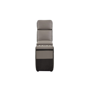 Benzara Dual Tone Leather & Fabric Upholstered Console, Dark Taupe Gray BM180067 Gray Leather Wood BM180067